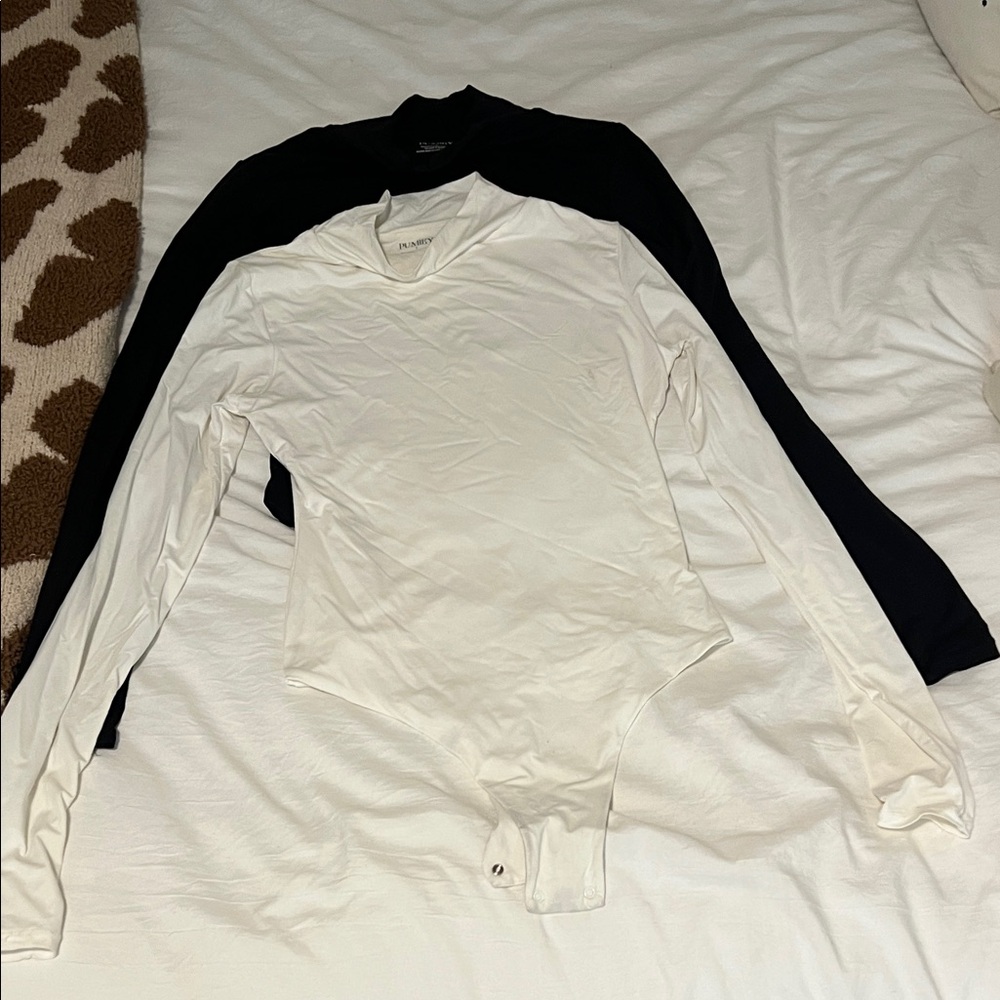 2 Pumiey Long Sleeve Mock Neck Bodysuits